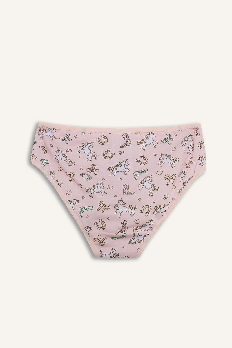 DeFacto Pink Girl Girl Unicorn Print Cotton 3 Piece Slip Panties Casual - Image 3